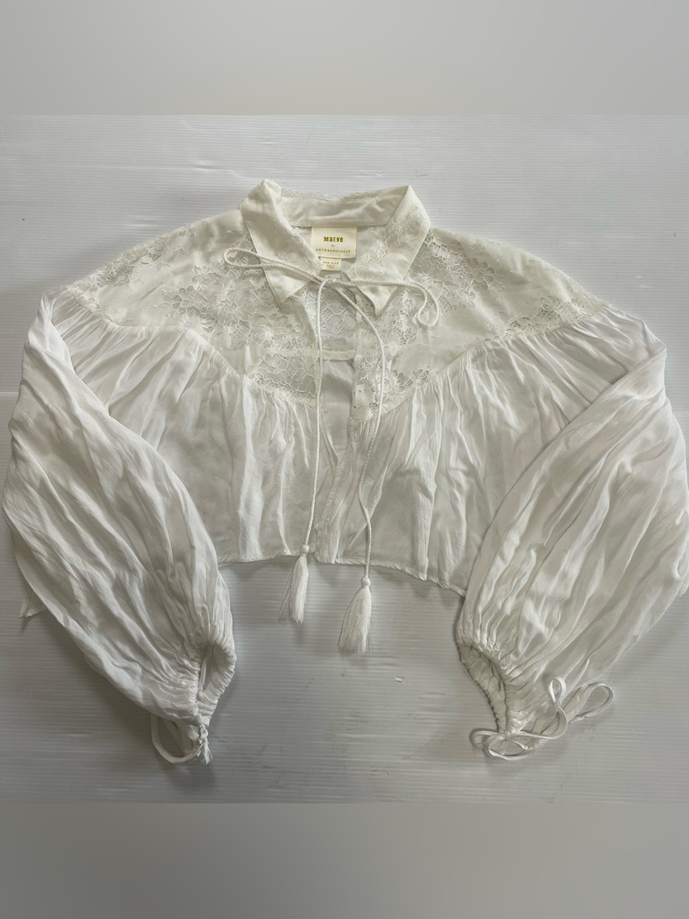 Anthropologie Maeve Cropped Lace Shrug Jacket OS - Picture 3 of 10